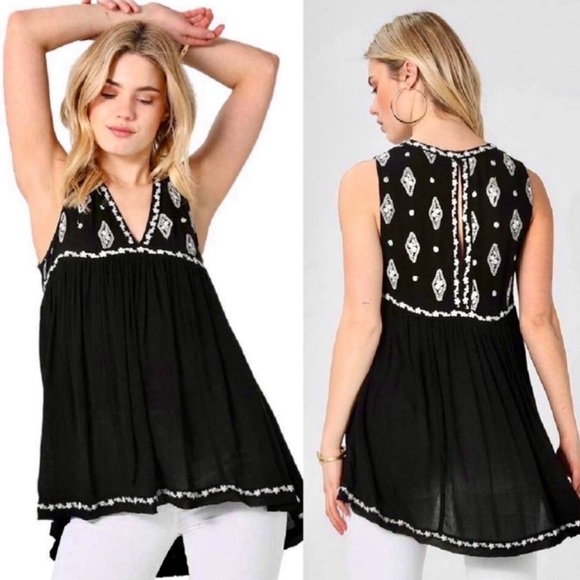 πΊπHPππΊ NWOT Free People Diamond Embroidered Top - Picture 5 of 16